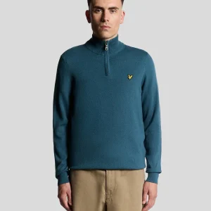 Cotten Marino Quarter Zipper - Aqua