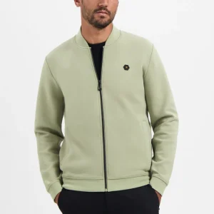 Sweater Full Zipper Pique Bomber - Olijf
