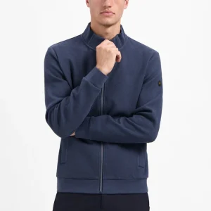 Sweater Full Zip Stand Up-collar Relief - Navy