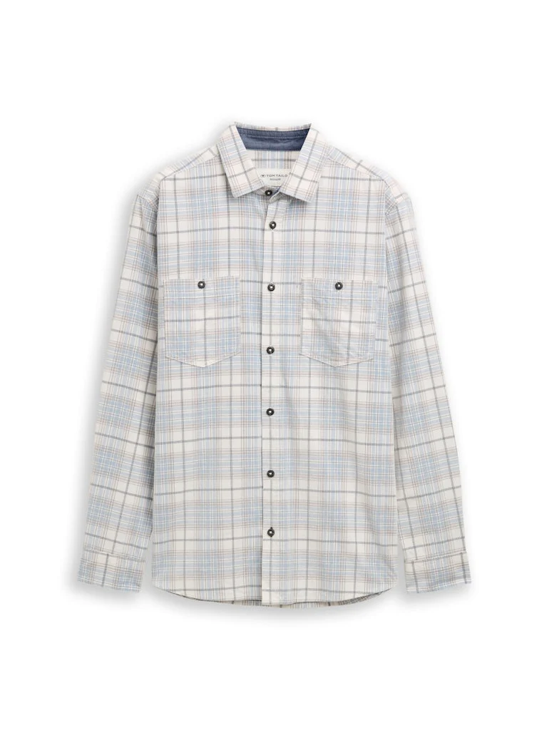 Coruduroy Check Shirt - Ecru Dessin