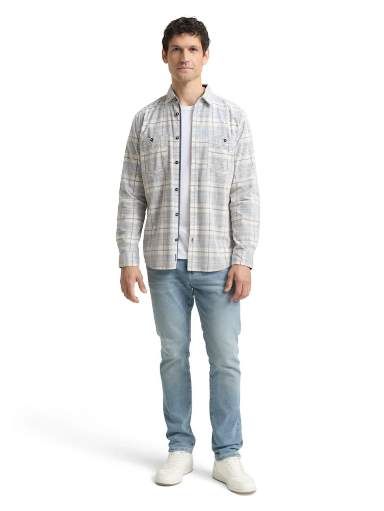 Coruduroy Check Shirt - Ecru Dessin - Afbeelding 4