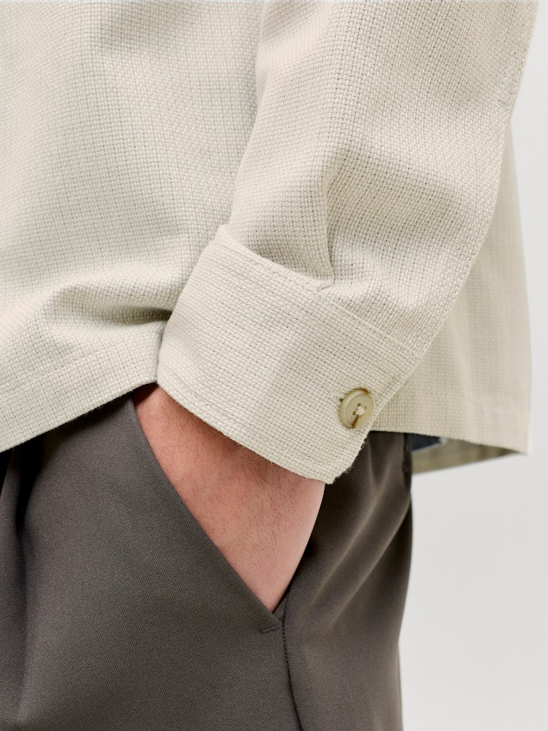 Jprblurayle Linen Bl. Solid Ls Shirt Sn - Ecru Dessin - Afbeelding 3