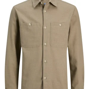Jprblurayle Linen Bl. Solid Ls Shirt Sn - Olijf
