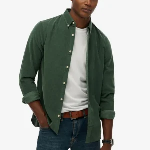 Classic Needle Cord Overhemd - Oud Groen