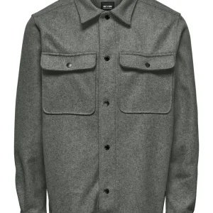 Onsash Ovr Woolen Look Pkt Ls Shirt - Oud Groen