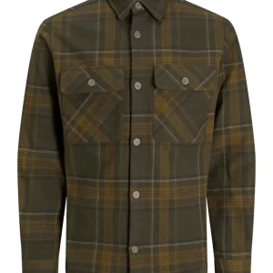 Jprrayle Melange Check L/s Overshirt Sn - Groen Dessin