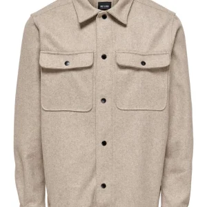 Onsash Ovr Woolen Look Pkt Ls Shirt - Licht Bruin