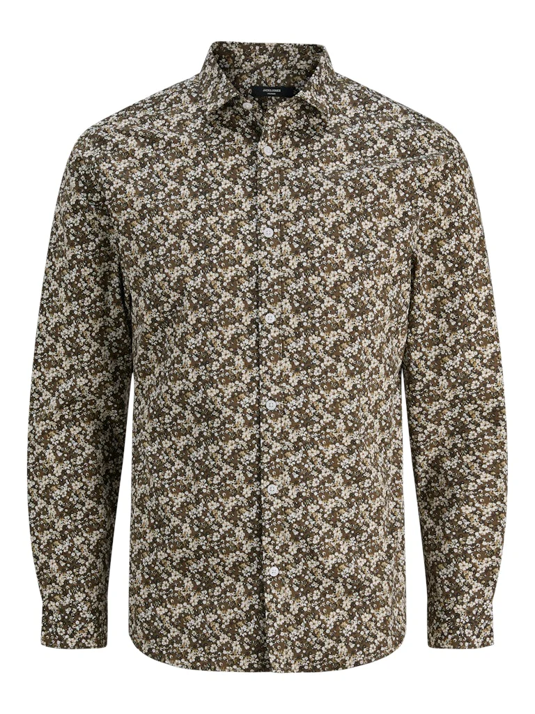 Jprblablackpool Stretch Aop Ls Shirt Sn - Bruin Dessin - Afbeelding 2