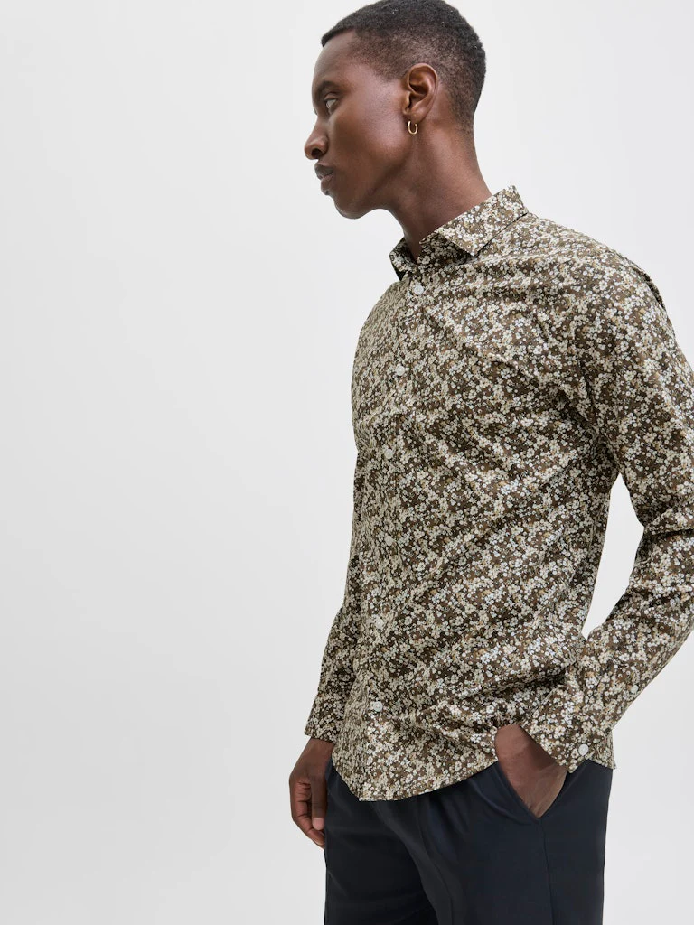 Jprblablackpool Stretch Aop Ls Shirt Sn - Bruin Dessin - Afbeelding 8