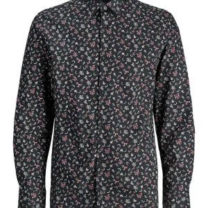 Jprblayork Print Dobby L/s Shirt - Zwart Dessin