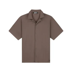 Ribbed Camp Colour Shirt S/s - Bruin