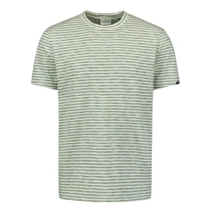 T Shirt Crewneck Multi Cloured Melange Stripes - Groen Dessin
