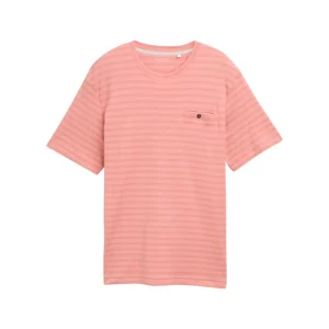 Striped T-shirt - Koraal Rood
