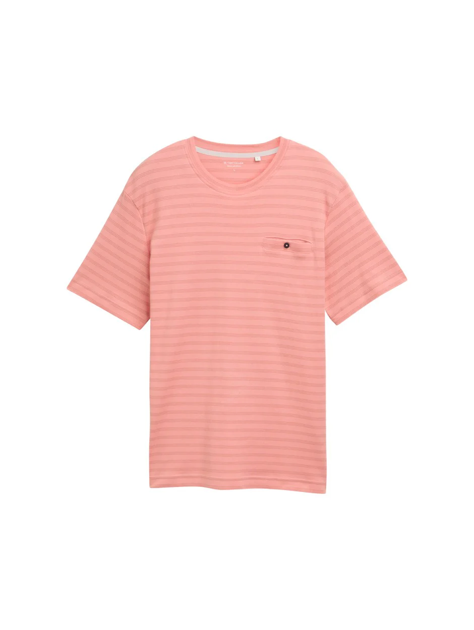 Striped T-shirt - Koraal Rood