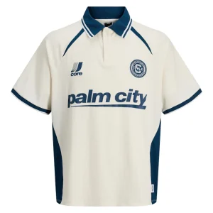 Jcoclub Ribbed Football Polo Ss - Wit Dessin