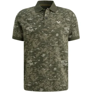 Short Sleeve Polo Slub Jersey Aop - Groen Dessin