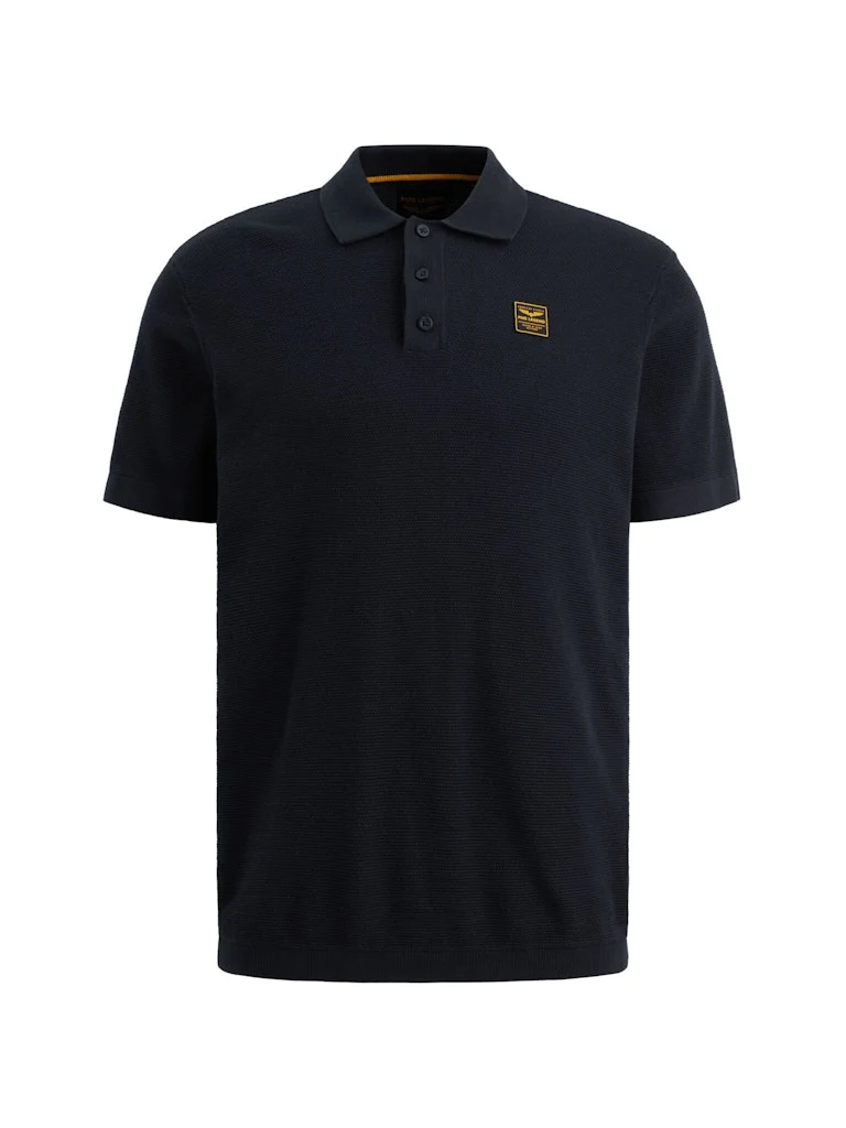 Short Sleeve Polo Cotton Structure - Navy - Afbeelding 2