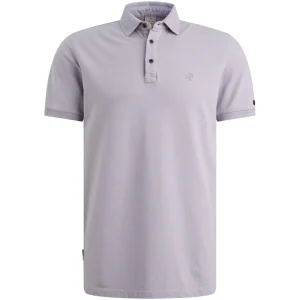 Short Sleeve Polo Slim Fit Fine Pi - Lila