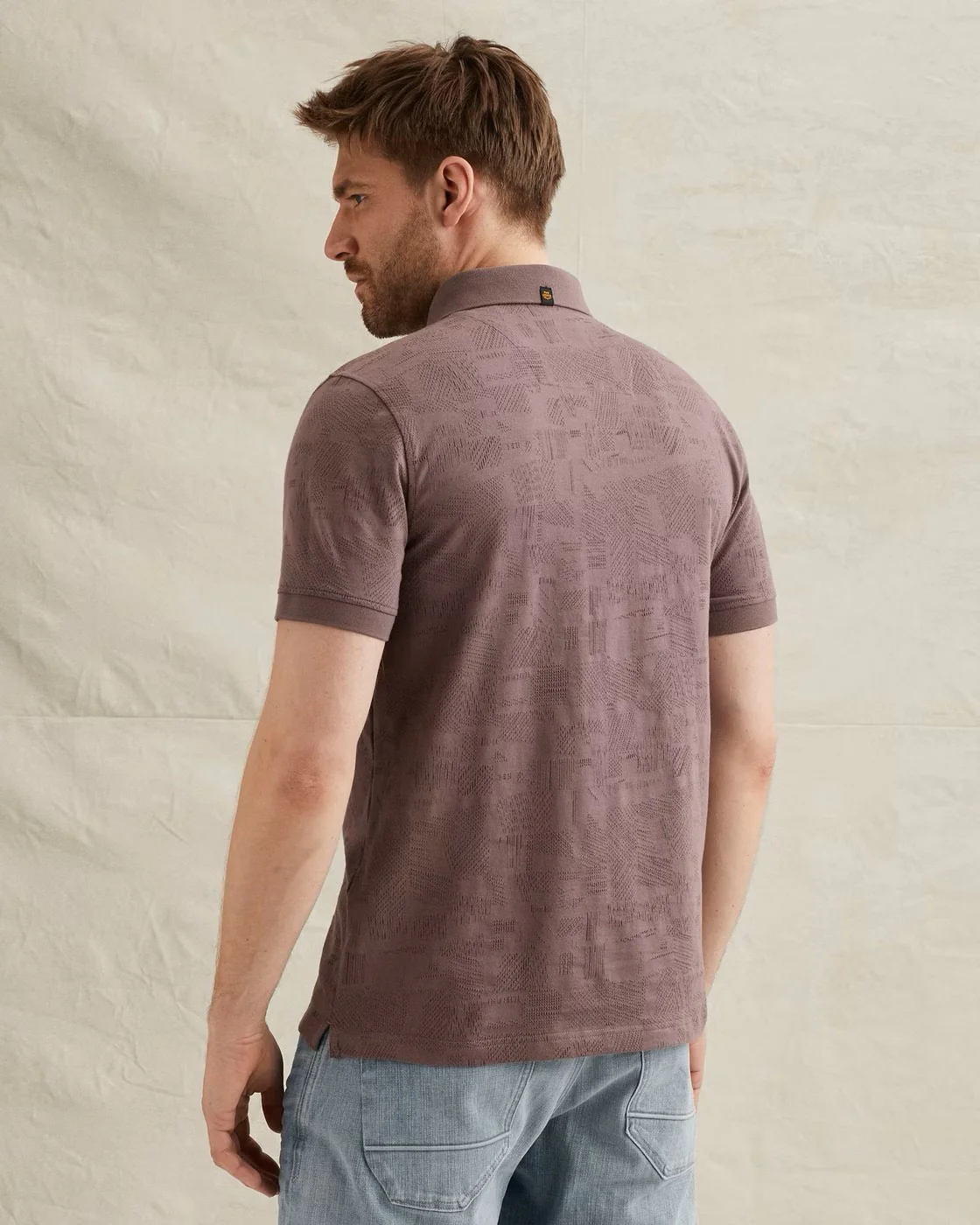 Short Sleeve Polo Jacquard Jersey - Mauve - Afbeelding 3