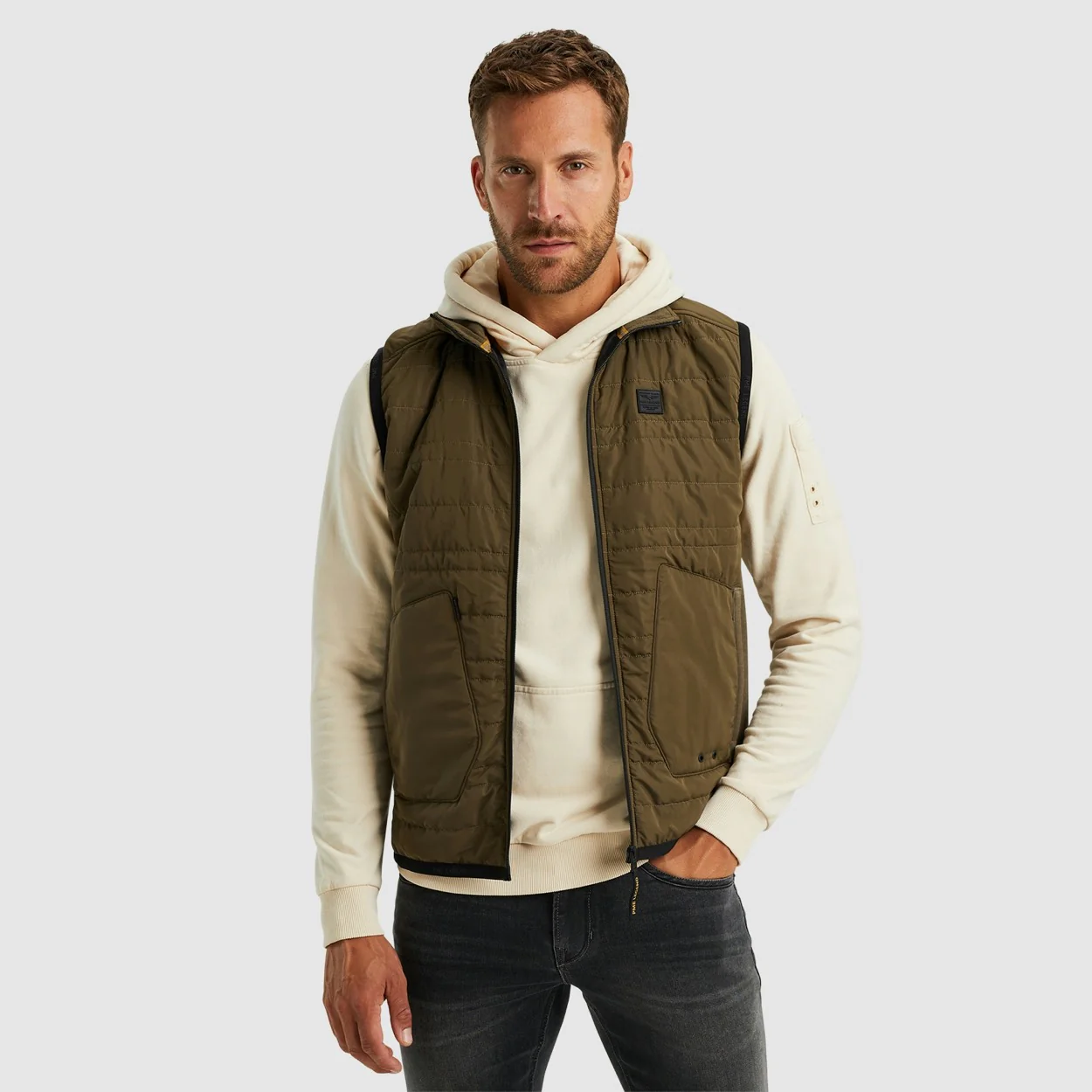 Bodywarmer Interlock Mix Padded Ny - Olijf - Afbeelding 4