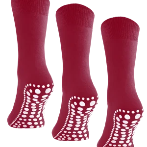 Budino Antislip sokken - 3 paar - Bordeaux Rood