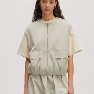 Beige bodywarmer met rits veronica vest