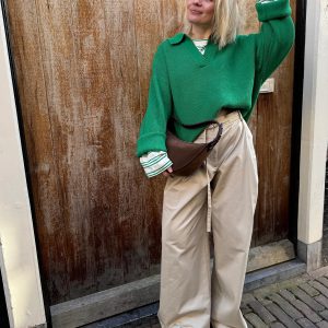 Beige wide leg broek lanea