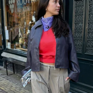 Donkere leerlook jacket sienna