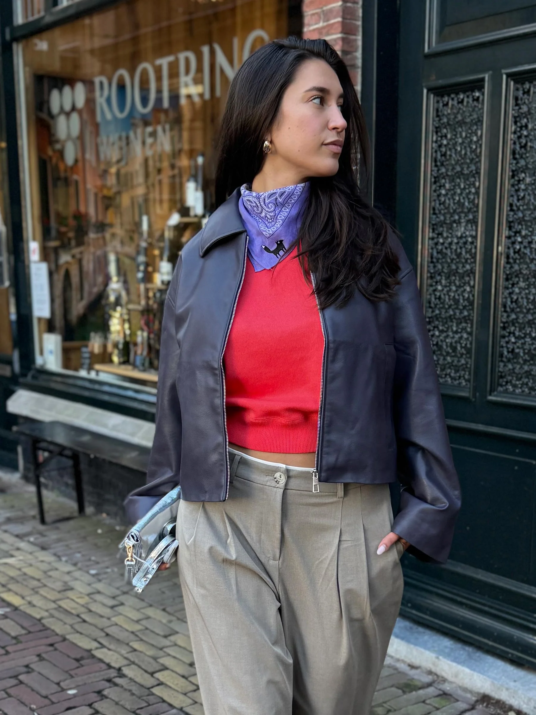 Donkere leerlook jacket sienna - Afbeelding 2