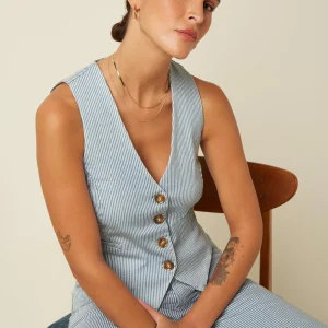 Gestreept gilet bianca corner stripe