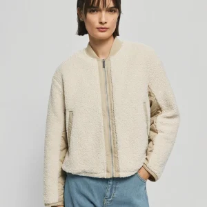 Creme teddy jacket latha