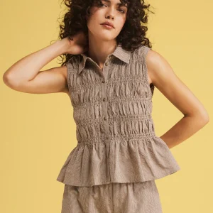 Bruin geruite top celia