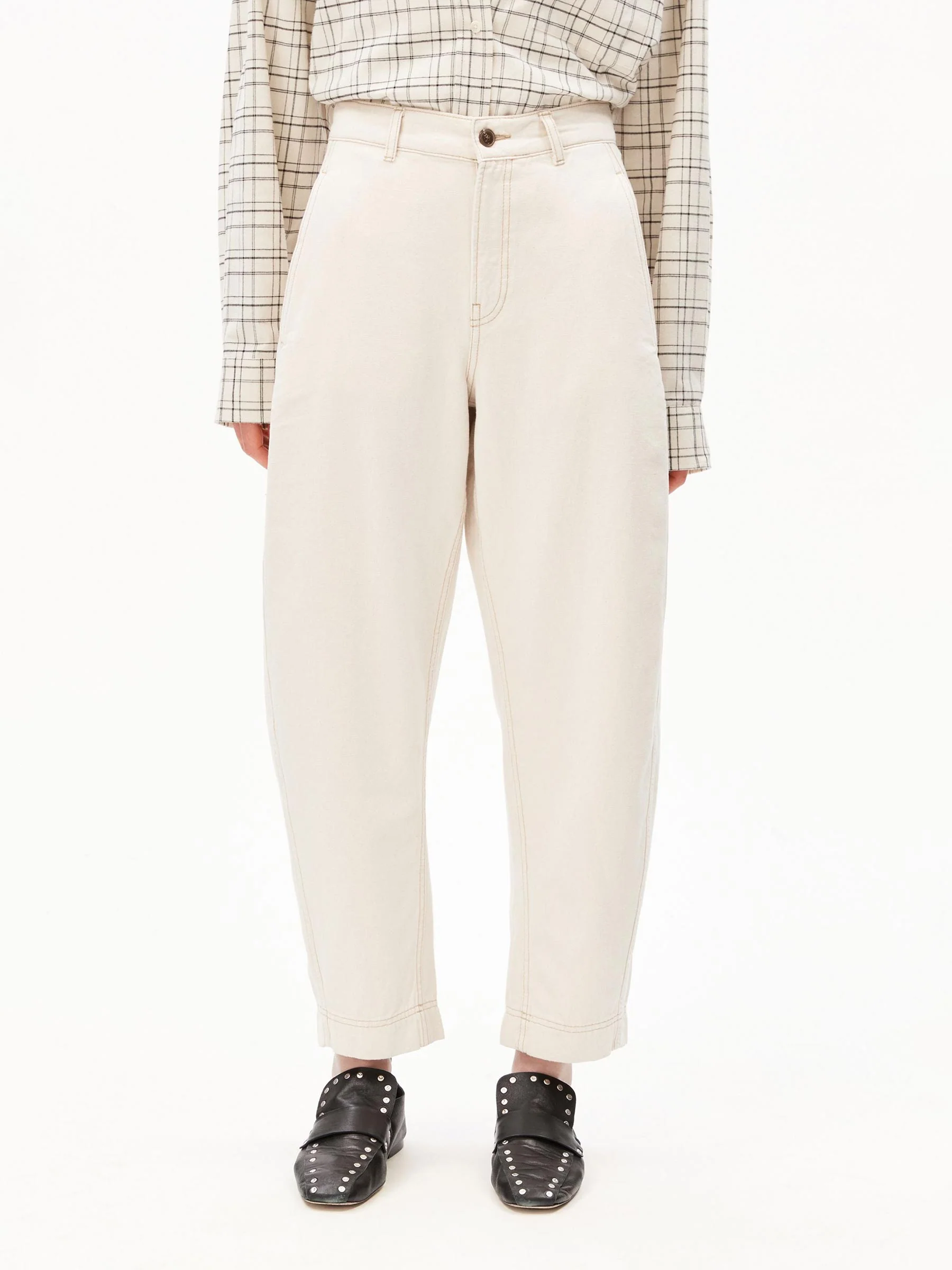 Workwear canvas barrel pant