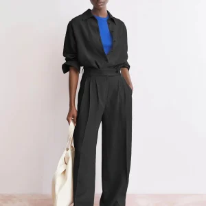 Zwarte linnen pantalon kaayua lino pant