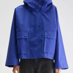 Blauwe korte trenchcoat jenna