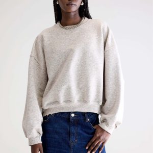 Lichtgrijze gespikkelde sweater fancy