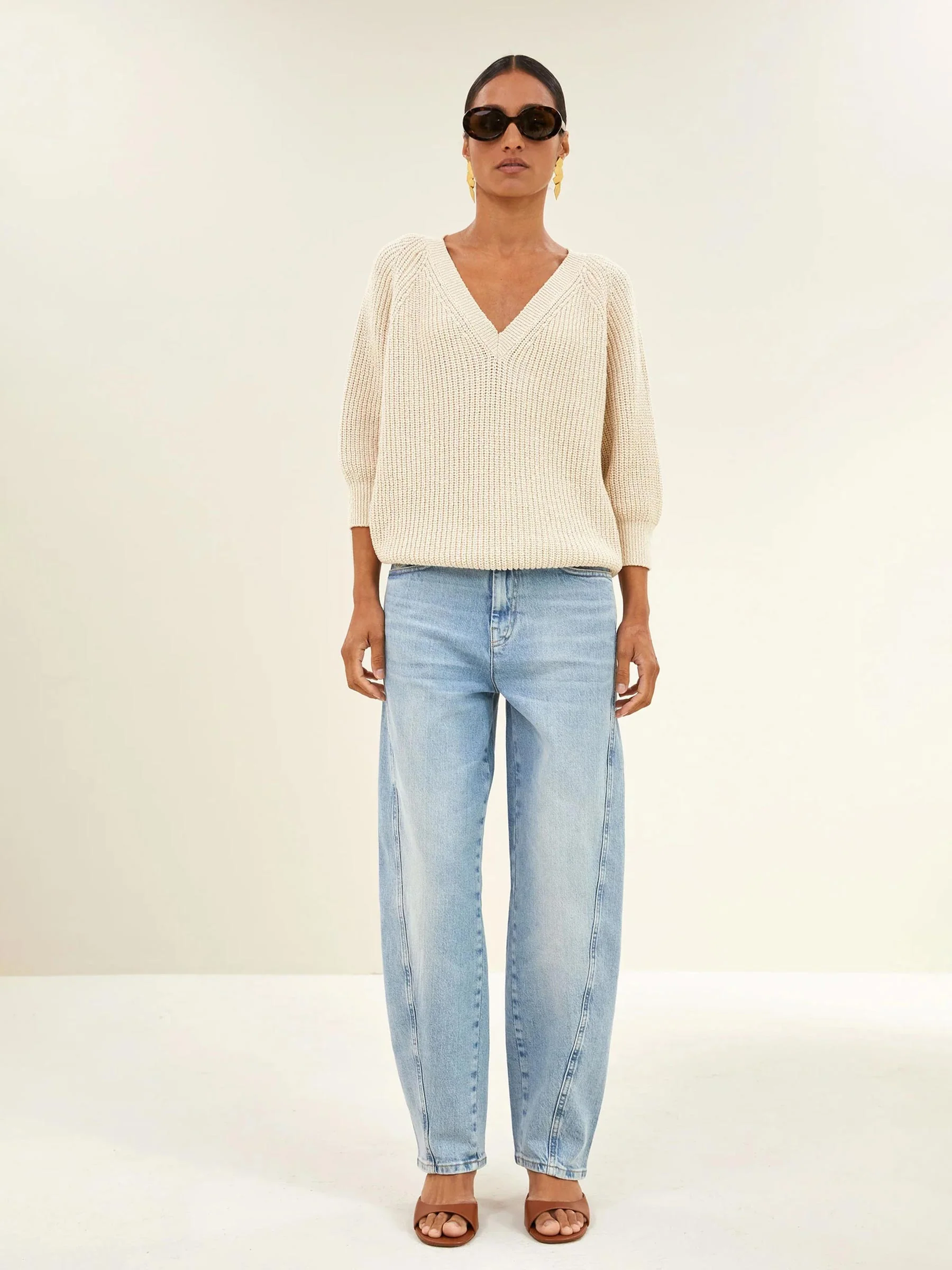 Beige gebreide trui lune fifa pullover - Afbeelding 3