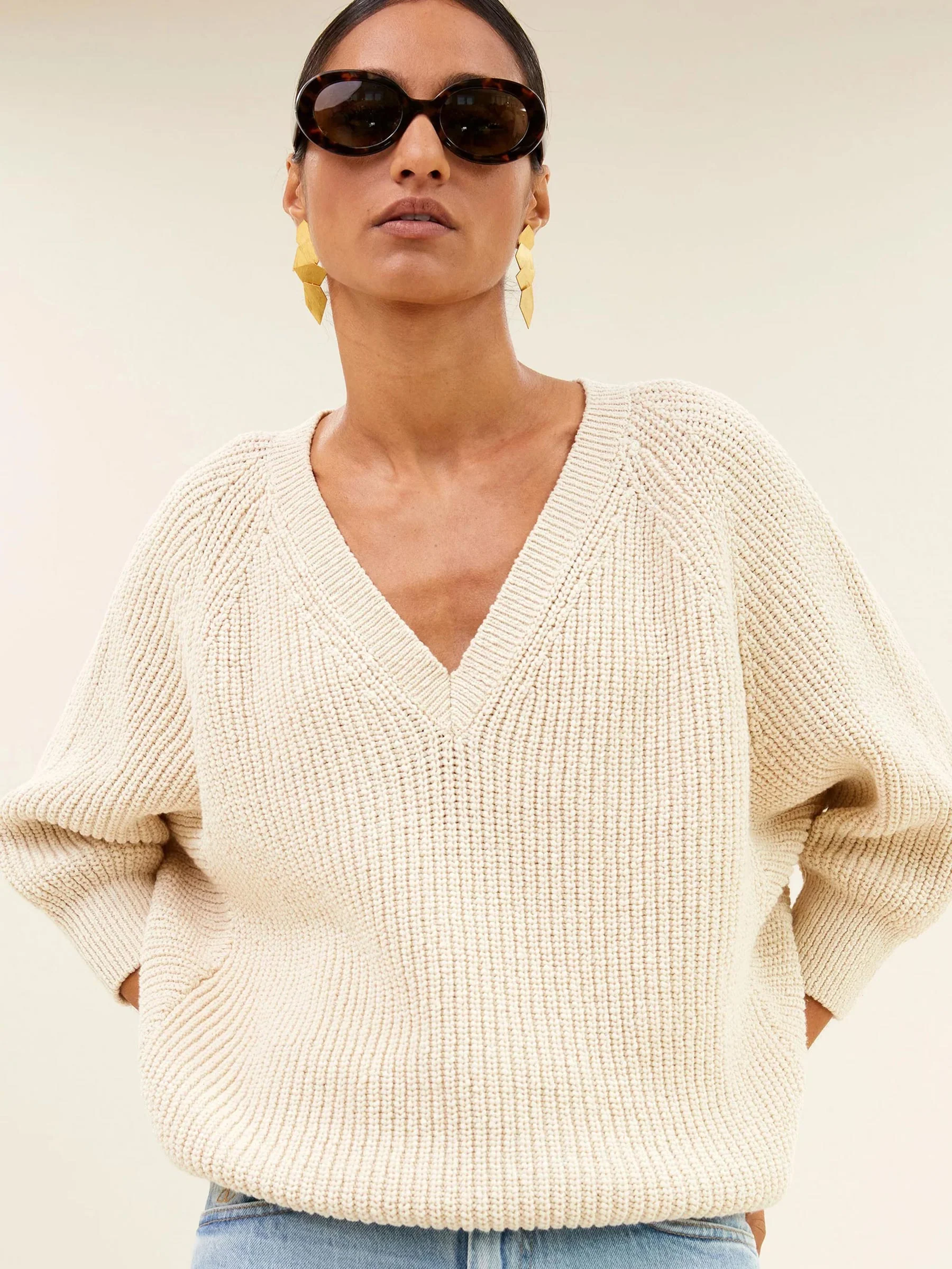 Beige gebreide trui lune fifa pullover