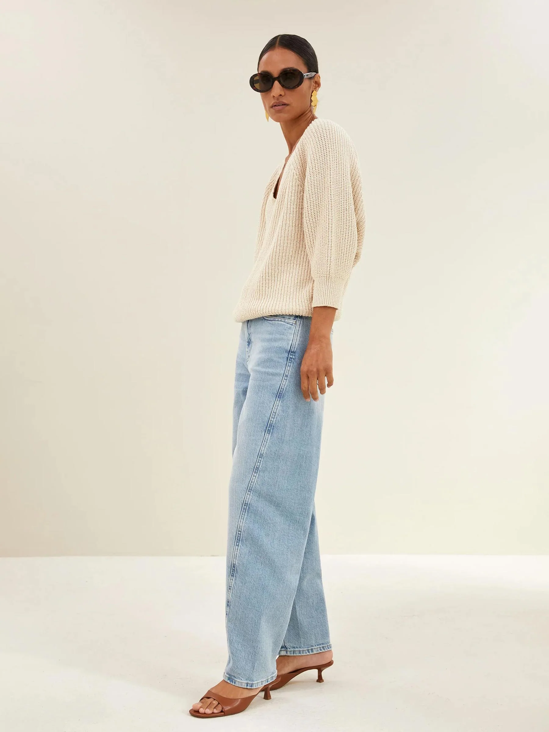 Beige gebreide trui lune fifa pullover - Afbeelding 4