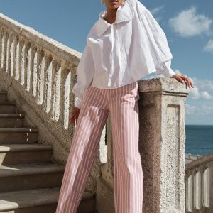 Gestreepte jeans lew pink rocky