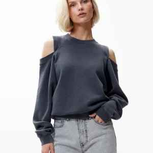 Antraciet sweater met open schouders