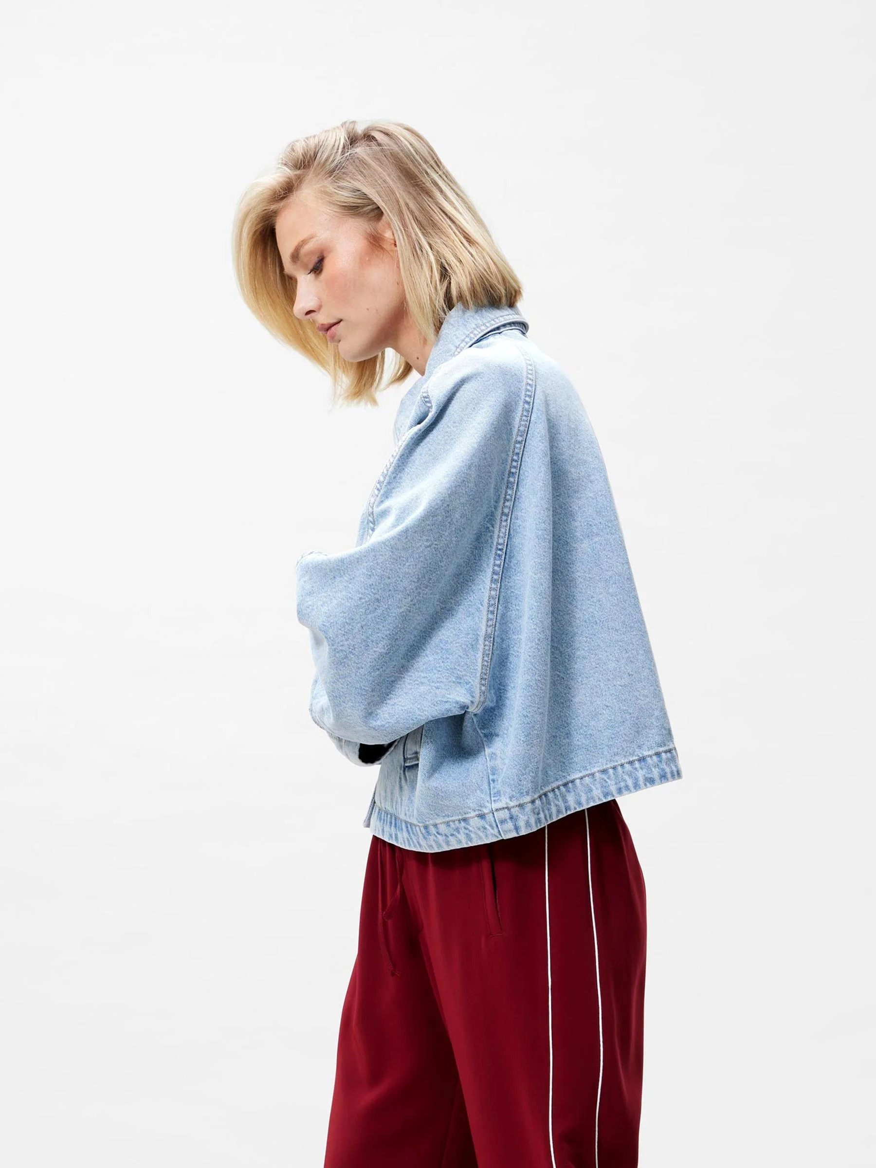 Denim jacket met vleermuismouw - Afbeelding 6