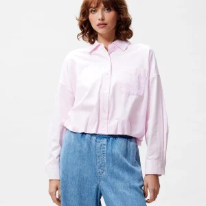 Lichtroze blouse met tuck in effect