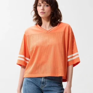 Oranje mesh top