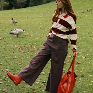 Bruine wide-leg jeans jean sauge