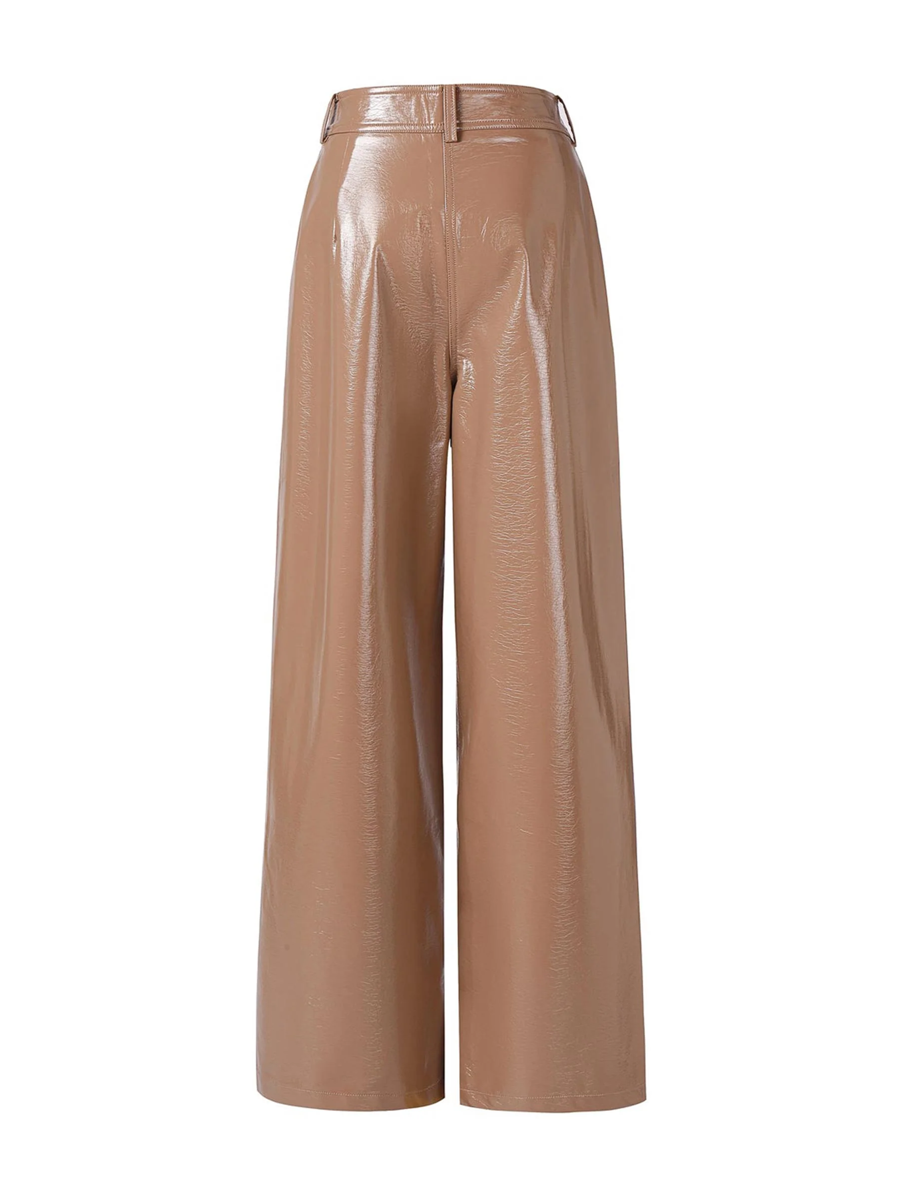 Beige broek met leerlook hortensis - Afbeelding 7