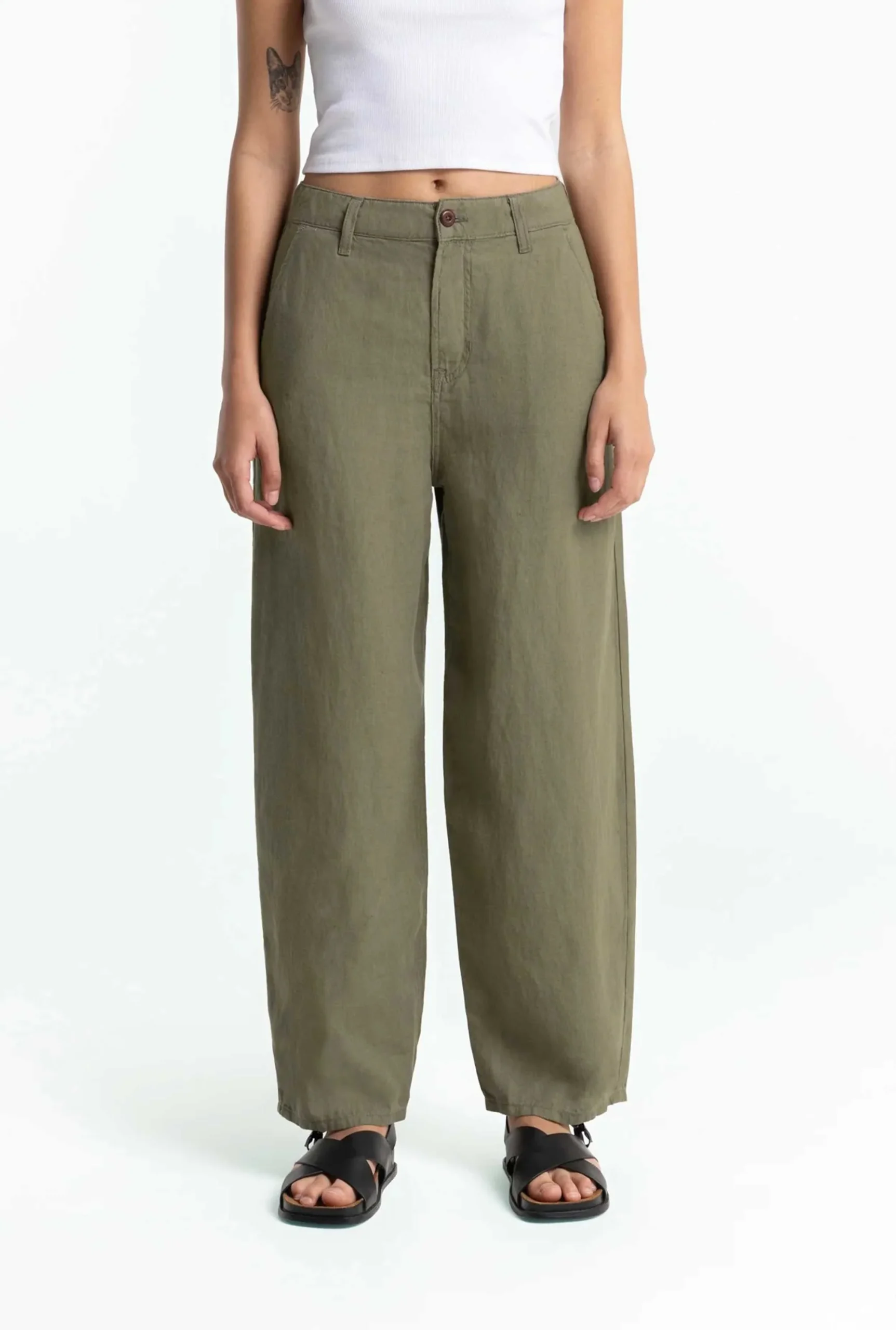 Groene linnen broek leila