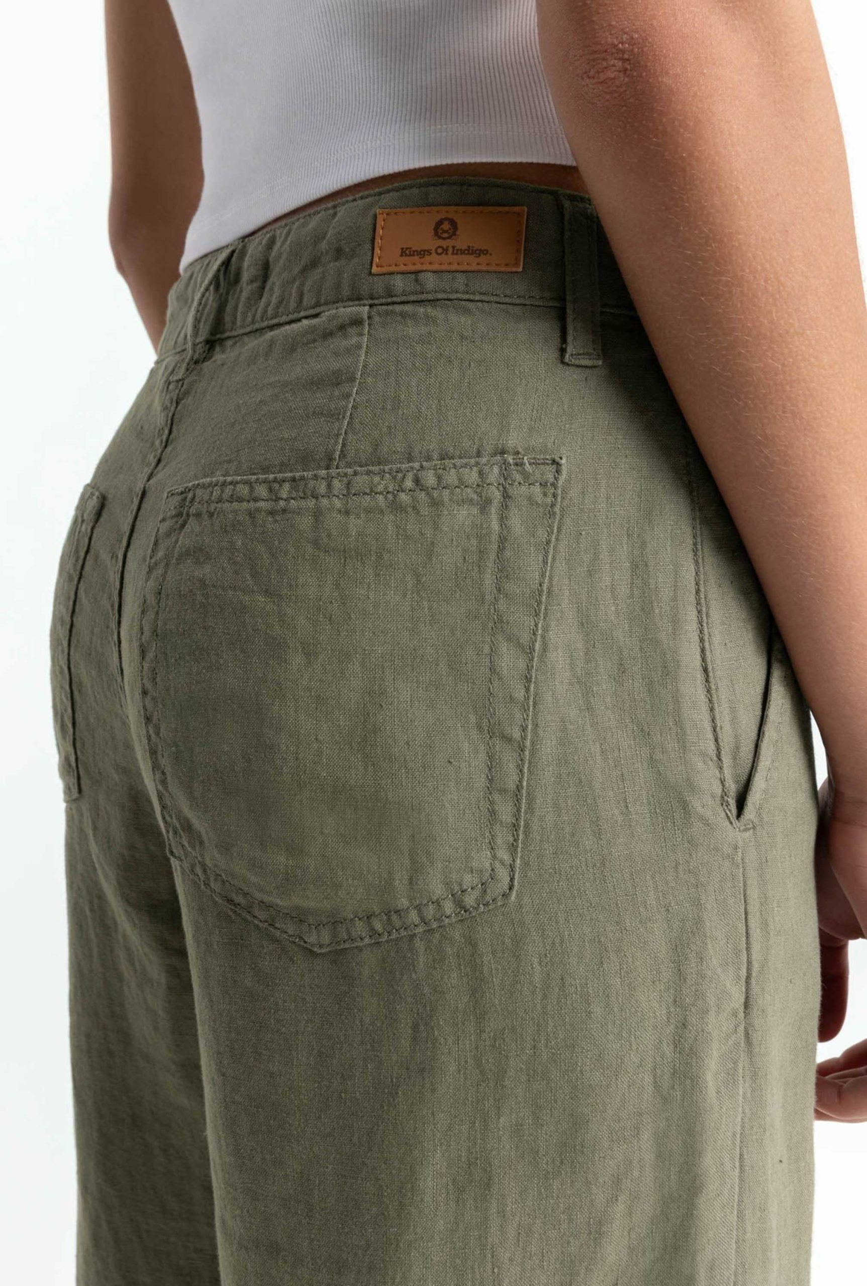 Groene linnen broek leila - Afbeelding 4