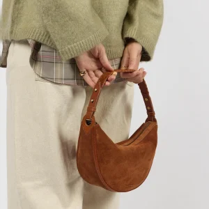 Cognac suede tas leo midi