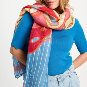 Sjaal urban flora stripes linen